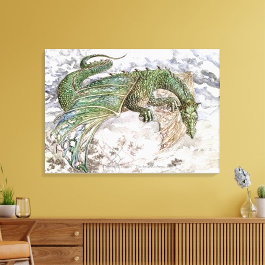 Het Groene Drakenkunstwerk Canvas Afdruk (Insitu (Woonkamer))