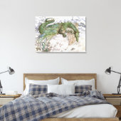 Het Groene Drakenkunstwerk Canvas Afdruk (Insitu (Slaapkamer))