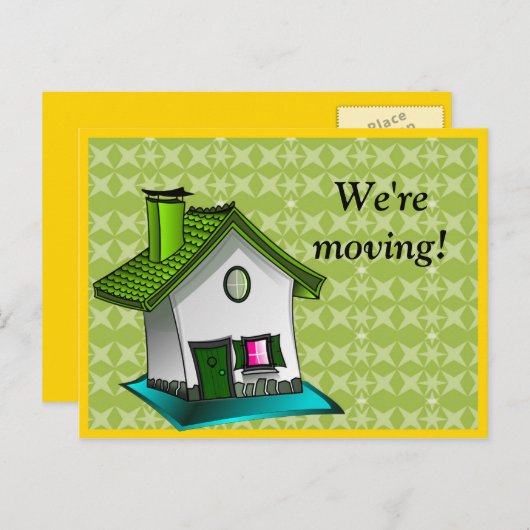 Het Groene en Witte Huis Verandering van Adres Aankondigingskaart (Voorkant / Achterkant)