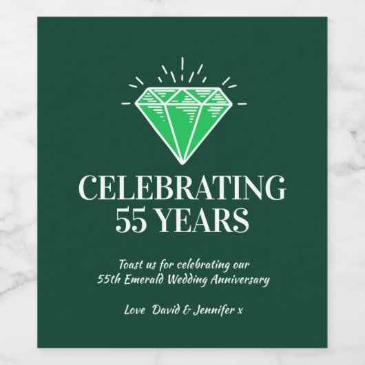 Het groene etiket voor wijn bij de bruiloft van Em (Enkel label)