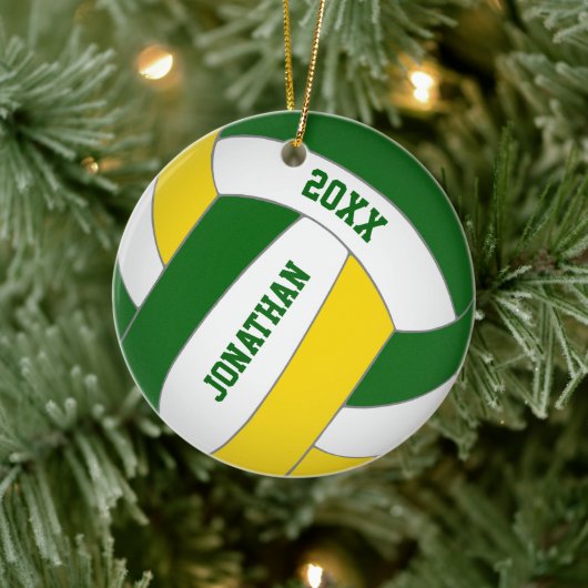het groene goudsportteam vervolgt de volleybal jon keramisch ornament (Boom)