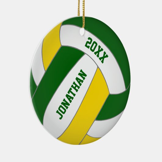 het groene goudsportteam vervolgt de volleybal jon keramisch ornament (Rechts)