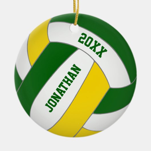 het groene goudsportteam vervolgt de volleybal jon keramisch ornament (Voorkant)