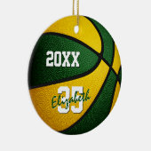 het groene goudteam kleuren basketbal keramisch ornament (Rechts)