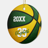het groene goudteam kleuren basketbal keramisch ornament (Links)