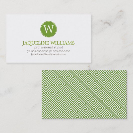 Het groene Griekse Zeer belangrijke Monogram van Visitekaartje (Voorkant / Achterkant)