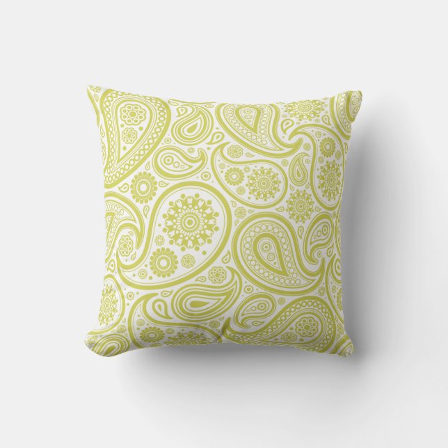 Het groene Hoofdkussen van het Patroon van Paisley Kussen (Voorkant)