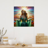 Het groene jurk grote 40x40 muur poster (Keuken)