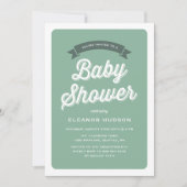 Het Groene Klassieke Baby shower van het Manuscrip Kaart (Voorkant)