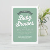 Het Groene Klassieke Baby shower van het Manuscrip Kaart (Staand voorkant)
