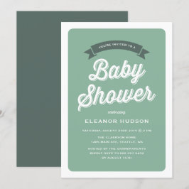 Het Groene Klassieke Baby shower van het Manuscrip Kaart