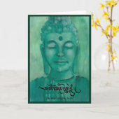 Het groene Lege Wenskaart van Boedha Kaart (Gele Bloem)
