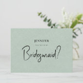 Het groene Linen witte Manuscript zal u mijn Bride Kaart (Staand voorkant)