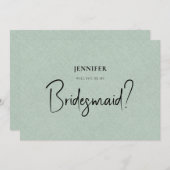 Het groene Linen witte Manuscript zal u mijn Bride Kaart (Voorkant / Achterkant)