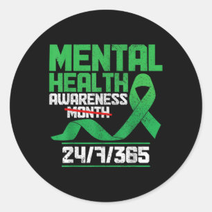 Het groene lint van de Mental Health Awareness Mon Ronde Sticker
