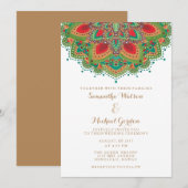 Het groene Mandala-huwelijksuitnodigingskaartje Kaart (Voorkant / Achterkant)