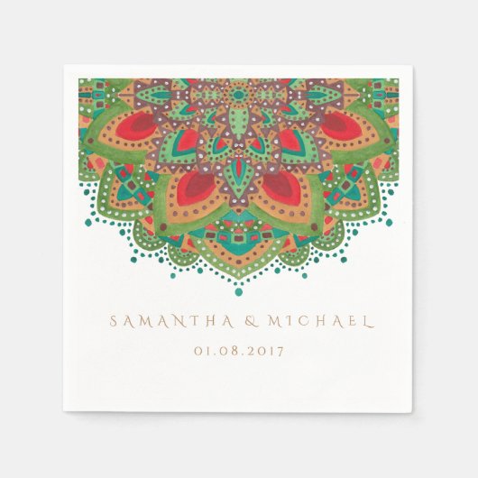 Het Groene Mandala Trouwpapier Napkin Servet (Voorkant)