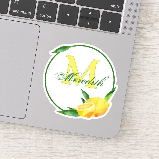 Het Groene Monogram & de Naam van de waterverf Sticker (Detail)