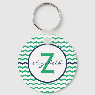 Het groene Monogram van de Chevron Sleutelhanger