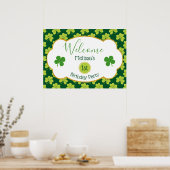 Het groene omvergooienpatroon van Cute Birthday We Poster (Keuken)