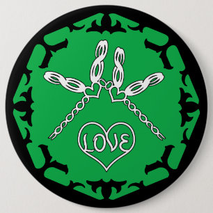 Het groene Ontwerp van de Libel van de "Liefde" Ronde Button 6,0 Cm