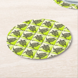 Het groene Patroon van de Schildpadden van het Zee Ronde Kartonnen Onderzetter