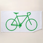 Het groene silhouet van een fiets strandlaken (Voorkant)