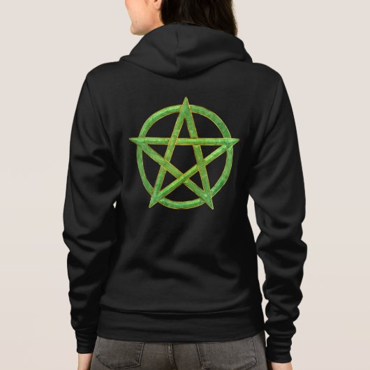 Het groene ster Jade Pentagram Hoodie (Achterkant)