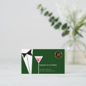 Het groene Tuxedo Suit Martini Glass van Elegant W Visitekaartje (Staand voorkant)