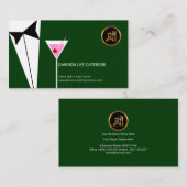 Het groene Tuxedo Suit Martini Glass van Elegant W Visitekaartje (Voorkant / Achterkant)