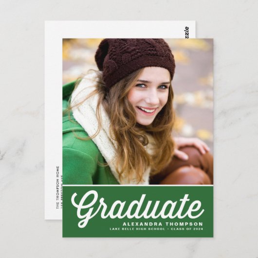 Het groene Vette Afstuderen van de Foto van het Ma Briefkaart (Voorkant / Achterkant)