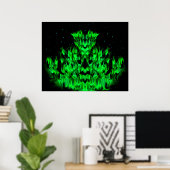 Het groene Vlammenmonster in De Sterrenhemel Poster (Thuiskantoor)