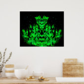Het groene Vlammenmonster in De Sterrenhemel Poster (Keuken)