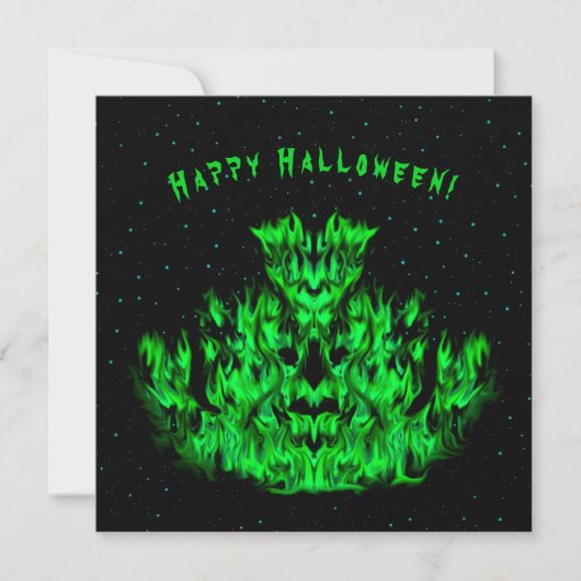 Het groene Vlammenmonster in De Sterrenlichthemel Kaart (Voorkant)