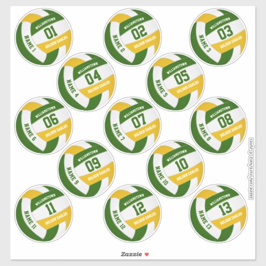 het groene volleybalteam kent spelersnamen sticker (Vel)
