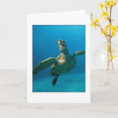 Het groene Wenskaart van de Schildpad van het Zee Kaart (Gele Bloem)