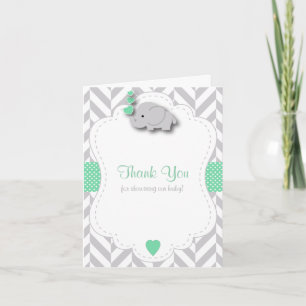 Het groene, Witte Grijze Baby shower van de Bedankkaart