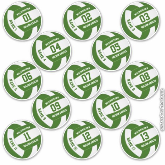 het groene witte volleybalteam kleuren spelersname sticker (Voorkant)