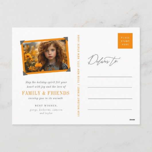 Het groeten Eenvoudige Witte Manuscript Moderne Fo Feestdagenkaart (Achterkant)