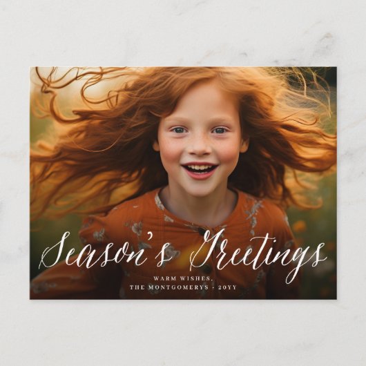 Het groeten Eenvoudige Witte Manuscript Moderne Fo Feestdagenkaart (Voorkant)