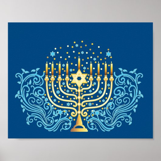Het groetfestival van Golden menorah Hanukkah voor Poster (Voorkant)