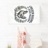 Het grootbrengen van kippen & Jezus prijzen Vintag Spandoek (Insitu)