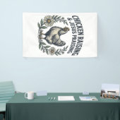Het grootbrengen van kippen & Jezus prijzen Vintag Spandoek (Beurs)