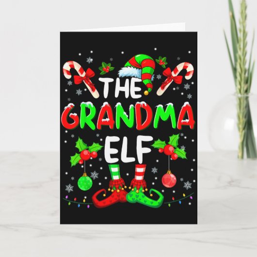 Het Grootmoeder Elf Kledingstuk Pyjama Pjs Kerstmi Kaart (Voorkant)