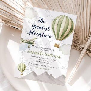 Het grootste avontuur Hot Air Ballon Sage Green Kaart