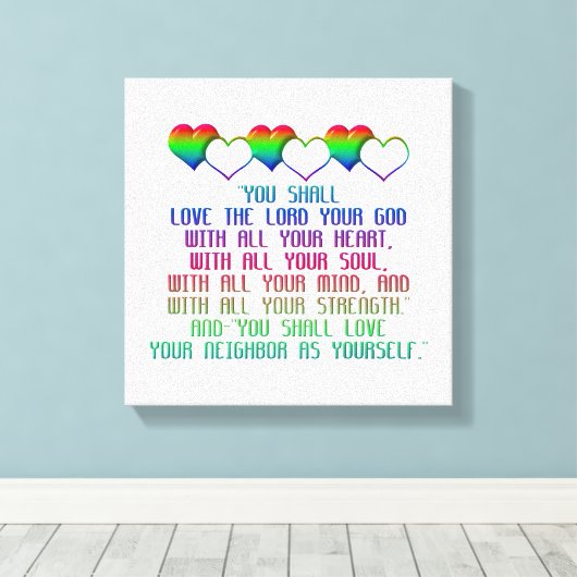 Het grootste gebod canvas afdruk (Insitu (Houten vloer))