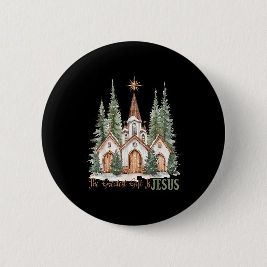 Het Grootste Geschenk Is Jezus Christmas Kerstvaka Ronde Button 5,7 Cm (Voorkant)