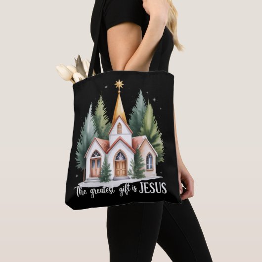 Het Grootste Geschenk is Jezus Kerstmis Kerk Chris Tote Bag (Dichtbij)