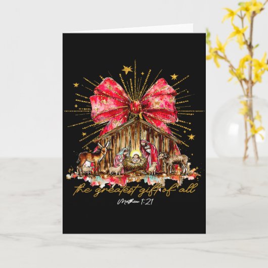 Het Grootste Geschenk Van Alle Geboorte Scene Chri Kaart (Gele Bloem)