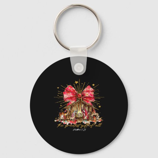 Het Grootste Geschenk Van Alle Geboorte Scene Chri Sleutelhanger (Voorkant)